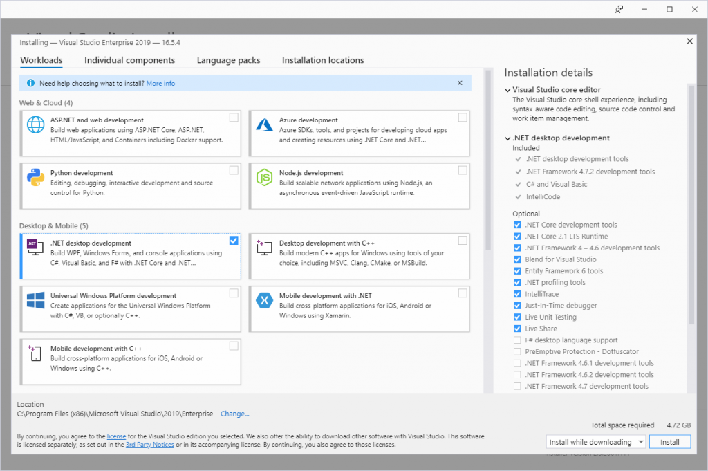 how to install visual studio 2019